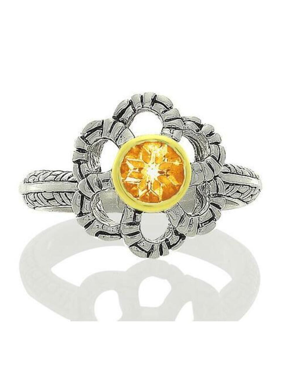 Philip Andre 18k Gold & Sterling Silver Citrine designer ring sz 7